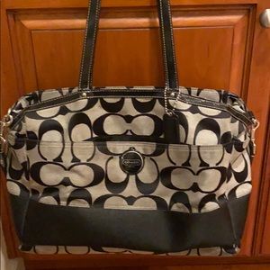 Coach gray and black diaper bag